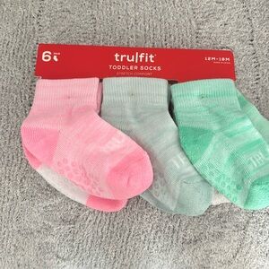 NWT trulfit 6 pair 12m-18m unisex toddler socks stretch comfort with high ankle